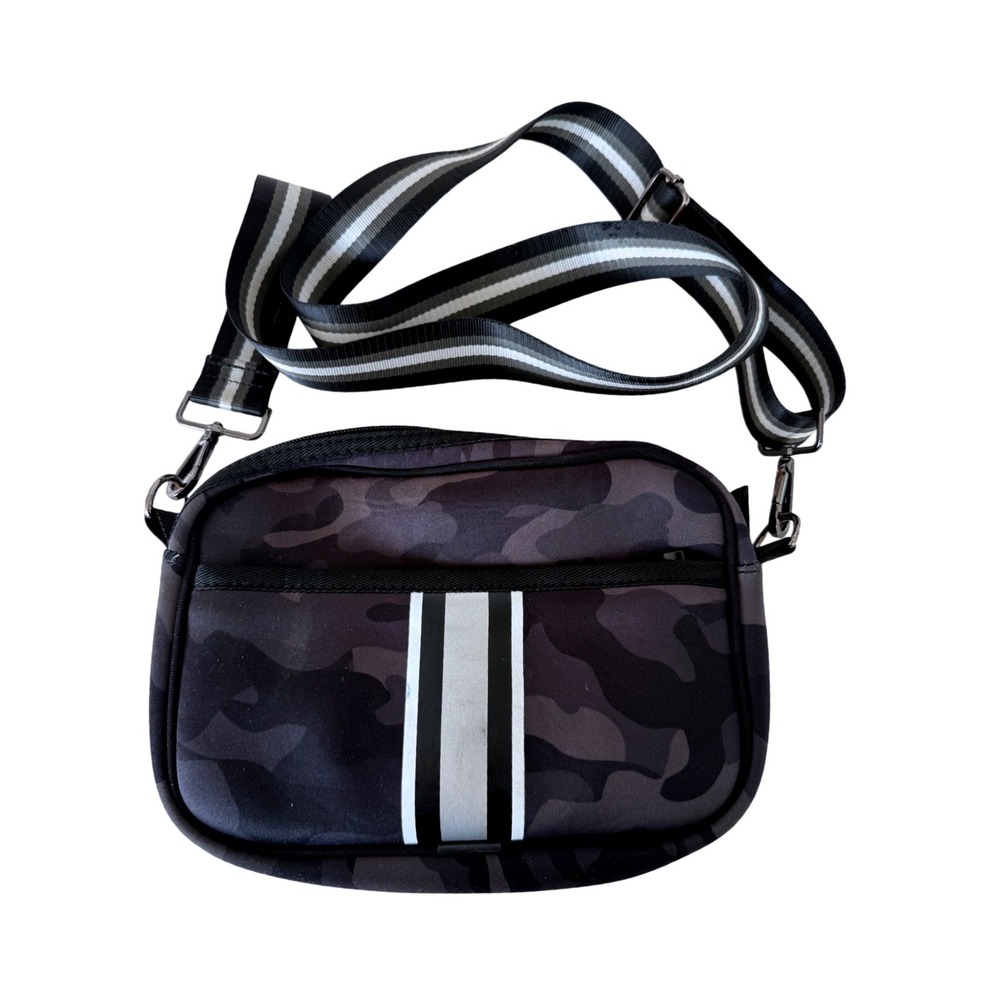 Haute Shore Crossbody Bag Womens Small Camo Neoprene Stripe Guitar Strap